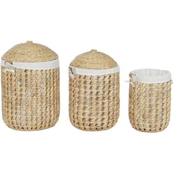 Vasketøjskurv - HOME ESPRIT - Flerfarvet - 48 x 61,5 x 47,5 cm - 3 stk - Naturhvid Flerfärgad