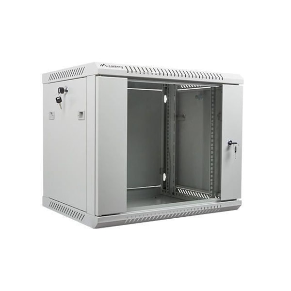 Rack mural 19" - Lanberg - WF01-6409-10S - 9U - 600x450mm - Grå - Samle selv Grå