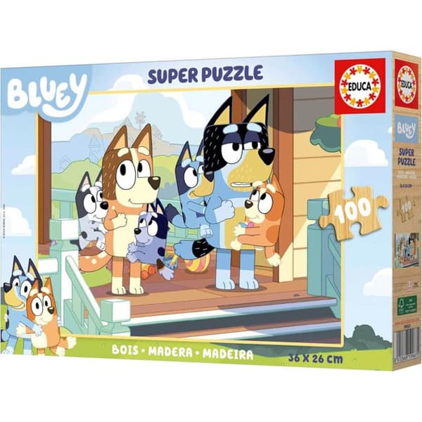 "Pussel 100 bitar Bluey i trä" Flerfärgad