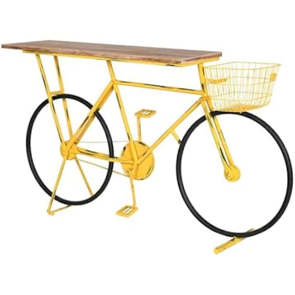 Konsol - HOME ESPRIT - Gul og sort - Træ og metal - 160 x 40 x 94 cm - Entrémøbler Flerfärgad
