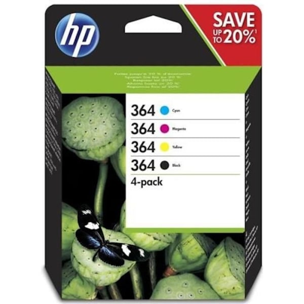 HP 364 pakke med 4 originale sorte, cyan, gule og magenta blækpatroner (N9J73AE) til DeskJet 3070A, Photosmart 5525/6525