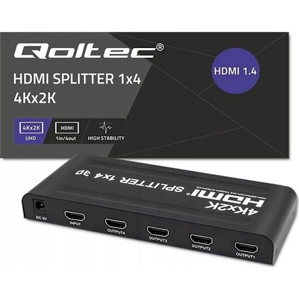 TV switch - TV splitter - Qoltec TV converter - 51798 - Active HDMI splitter 4 x HDMI 4K x 2K 3.4 Gb/s