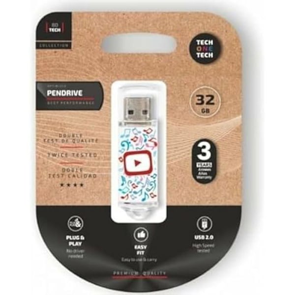 TECH ONE TECH TEC4019-32 32 GB USB-flashdrev - Flerfarvet - USB 2.0