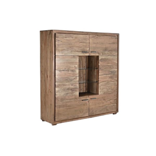 Glas- og akacieskab DKD Home Decor kastanj