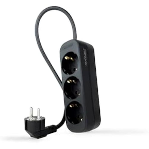 NANOCABLE 10.38.0003-NS-BK - Strømskinne med 3 fatninger, 1,4 m, sort Svart