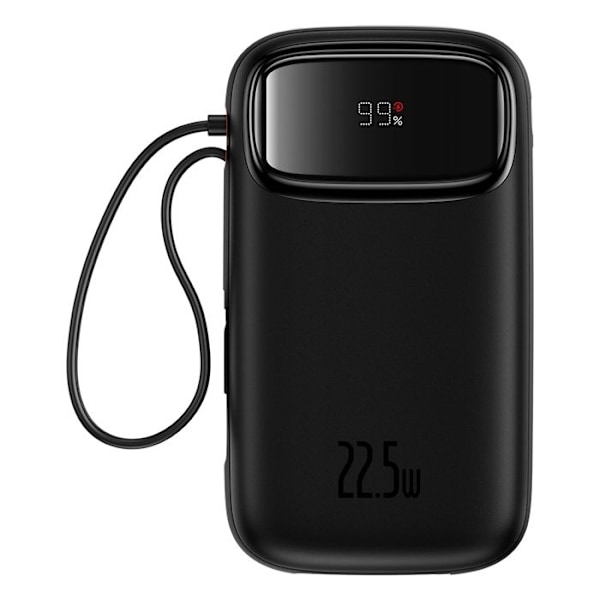 Baseus - Extern batteri Qpow Pro+ (P10055003113-00) - Lightning, 2x Type-C, USB, 22,5W, 10000mAh, Type-C kabel, 30cm - Svart