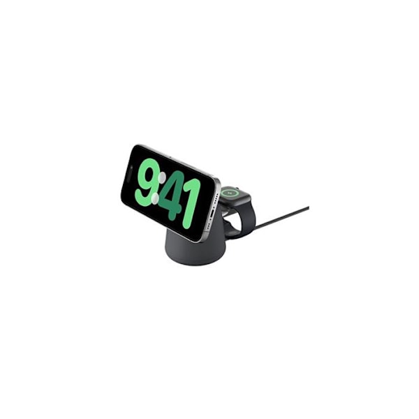 Lade station - MagSafe - 2-i-1 - Hurtig opladning - Oplad AirPods - Grå/Sort Svart