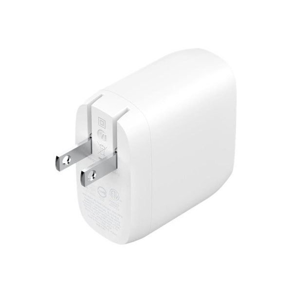 Sikkerhedsstrømadapter - Belkin - BoostCharge Pro - 2 USB-C porte - 2 x 30W - Hurtig opladning Hvid