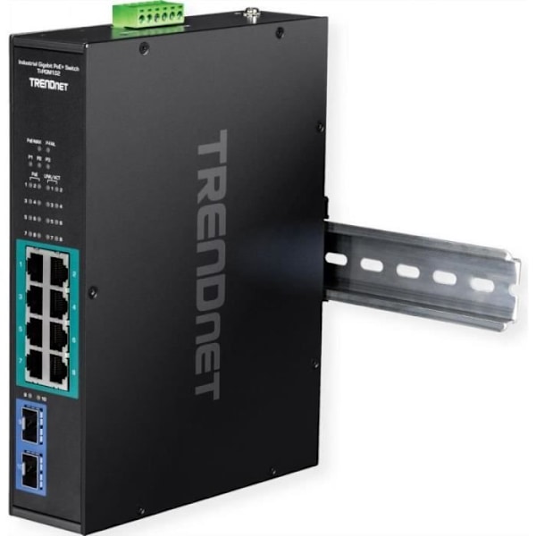 TRENDnet - Switch - industriel - 8 x 10/100/1000 (PoE+) + 2 x Gigabit SFP - en DIN-Schiene montierbar, wandmontierbar - Sort