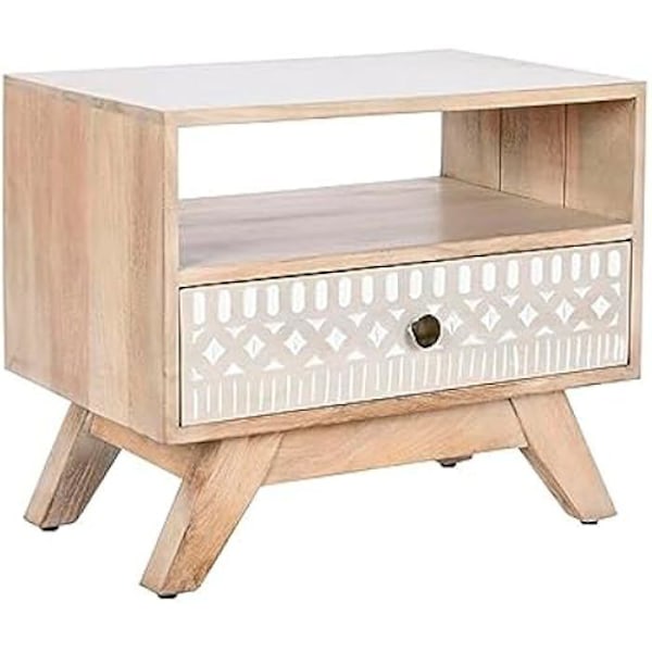 Sängbord - DKD HEMINNREDNING - Vit - Mangoträ - 55x35x45 cm - Låda(r) Vit