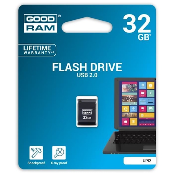 Goodram 32GB USB 2.0, 32 GB, 2.0, USB Type-A stik, 20 Mo-s, hætte, sort Sort