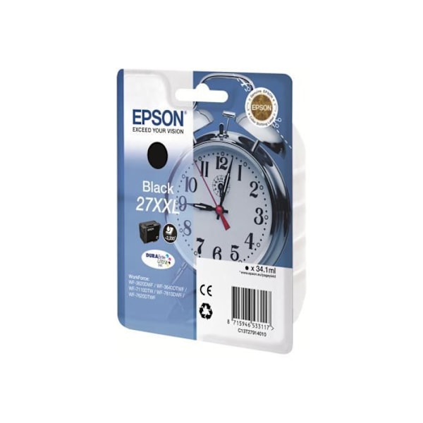 Epson 27XXL 34,1 ml XL sort original blisterblækpatron til WorkForce WF-3620DWF, WF-3640DTWF, WF-7110DTW, WF-7610DWF,...