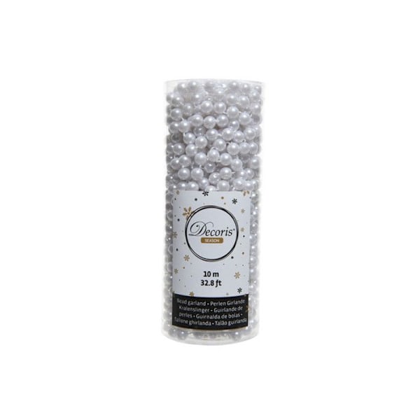 Perleguirlande - Adonia - Hvid - 10 m - Plastik - Dekorative genstande Vit