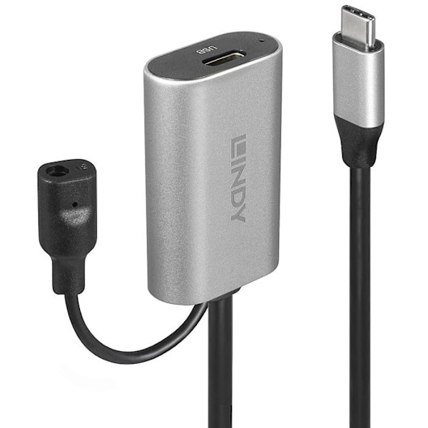 USB Type-C forlængerkabel - LINDY - 5 m - Afskærmet - Guld - 5000 Mbit/s - Sort