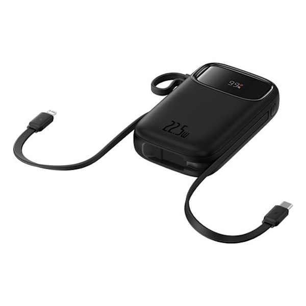 Baseus - Extern batteri Qpow Pro+ (P10055003113-00) - Lightning, 2x Type-C, USB, 22,5W, 10000mAh, Type-C kabel, 30cm - Svart
