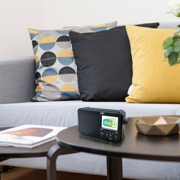 Bærbar DAB+ og FM-radio - CGV - DR7+ - 2,4" farvet TFT-skærm - Hovedtelefonstik - Øko-forbrug sort