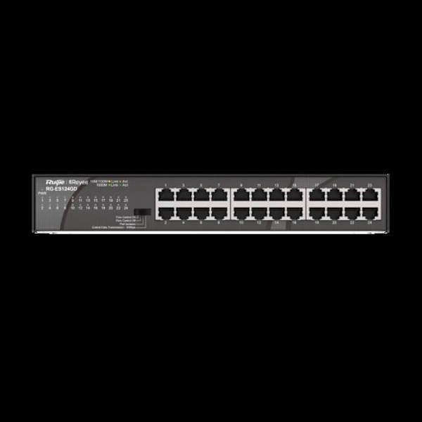 RUIJIE SWITCH RG-ES124GD – OHANTERAD 24-PORTAR GIGABIT SKRIVBORDSSWITCH Svart