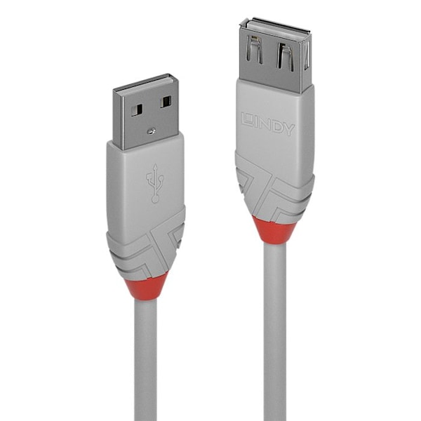 USB 2.0 type A forlængerkabel - Anthra Line - 5m - Grå - LINDY