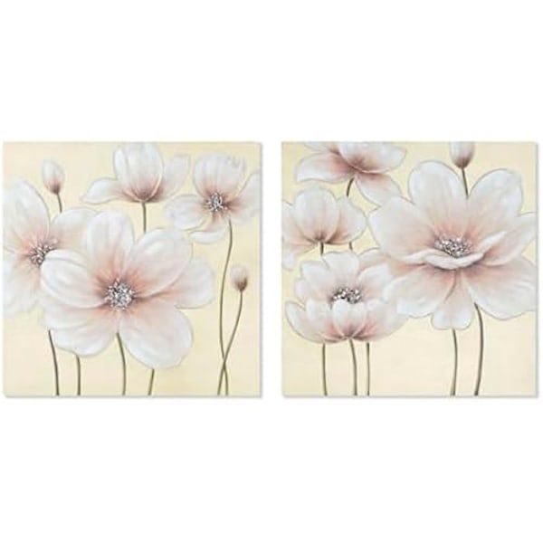 Maalaus - KOTI ESPRIT - Shabby Chic - Monivärinen - 80 x 80 cm - 2 kpl mångfärgad