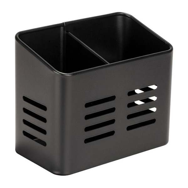 Baco bestikkurv, Sort udendørskøkkenkurv i pulverlakeret metal, elegant sort visual til opbevaring af bestik,