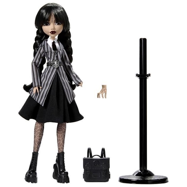 Monster High-Mercredi Addams i Uniforme-Dukke med La Chose - Monster High - HXJ04 Flerfärgad