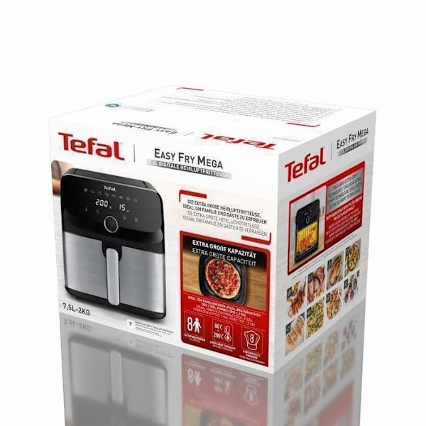 Fritureboks - TEFAL - Easy Fry Mega - 7,5L - Manuel hakker 500ml - Lilla/grå SVART