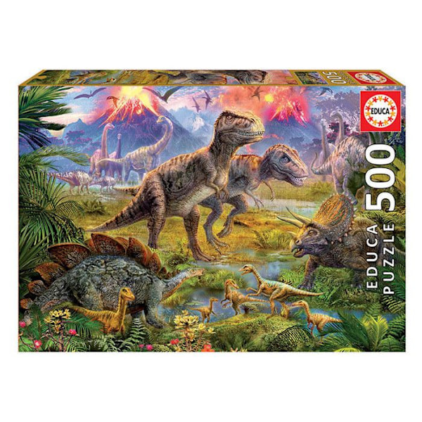Puzzle Dyr 500 brikker EDUCA - MØDE MELLEM DINOSAURER