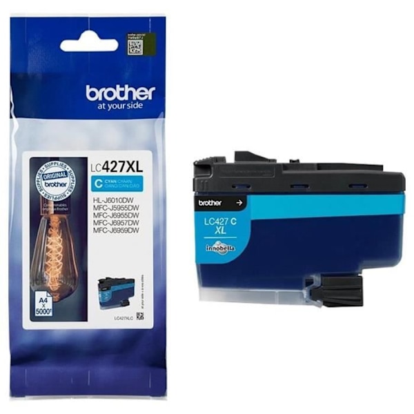Blækpatron LC427XLC - BROTHER - Cyan - 5000 sider - Til Brother MFC-J6955DW, MFC-J6957DW, MFC-J5955DW og HL-J6010DW