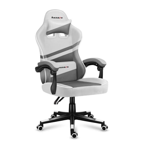 HUZARO FORCE 4.4 Gaming Stol Vit Tyg - Ergonomisk - Justerbar - Vridbar Vit grå