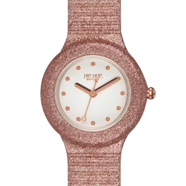 Kello - Hip Hop - Sparkling Mania - 32mm - Ruusukulta - Glitterillä varustettu silikoni