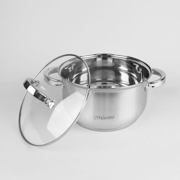 Induktiokeittoastiat Ruostumatonta Terästä. 9 kpl, Kannet + Ruokailualustat Maestro MR-2021 Plata 54623