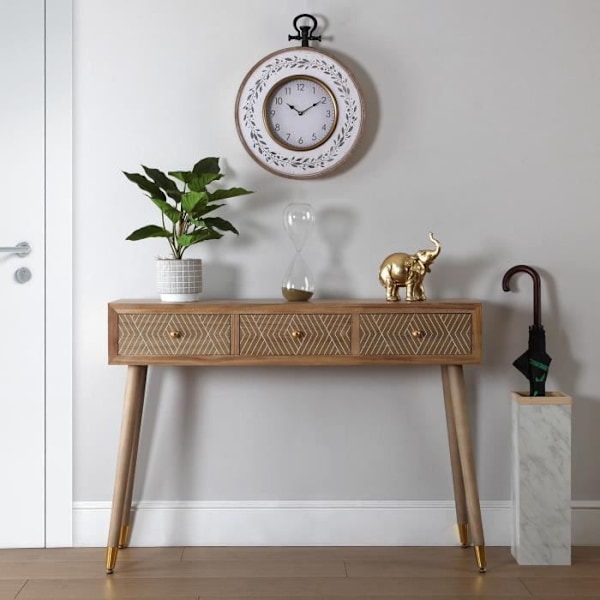 VERSA vintage seinäkello - Valkoinen ja ruskea - 50 x 40 cm vit och brun