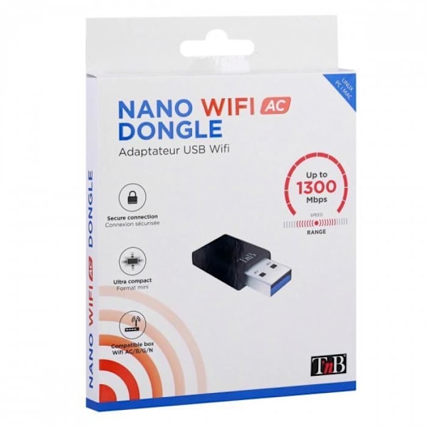 TNB Nano Wi-Fi-avain AC 1300 Mbps - musta