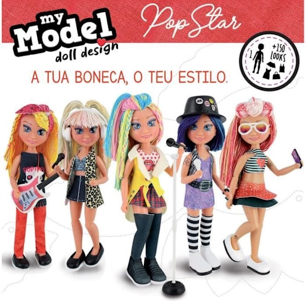 EDUCA byggbar ledad docka - My Model Doll Design Pop Star - Röd - För tjejer från 8 år och uppåt Flerfärgad