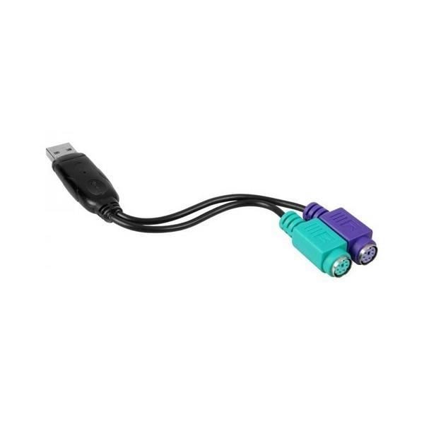 NANOKAAPELINEN PS-2-USB-sovitin 10.03.0101 Musta