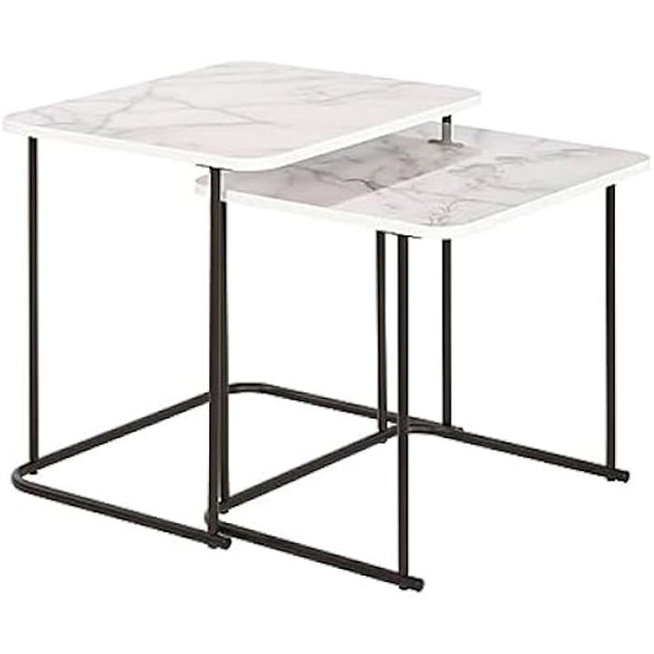 Bord - DKD Heminredning - Set med 2 - Metall och MDF - Vit och Svart - 49 cm hög Vit