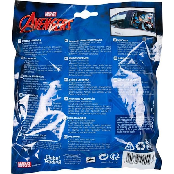 Sidoverdrag - Tataway - Captain America - 44x35 cm - UV-skydd - Sugpropp