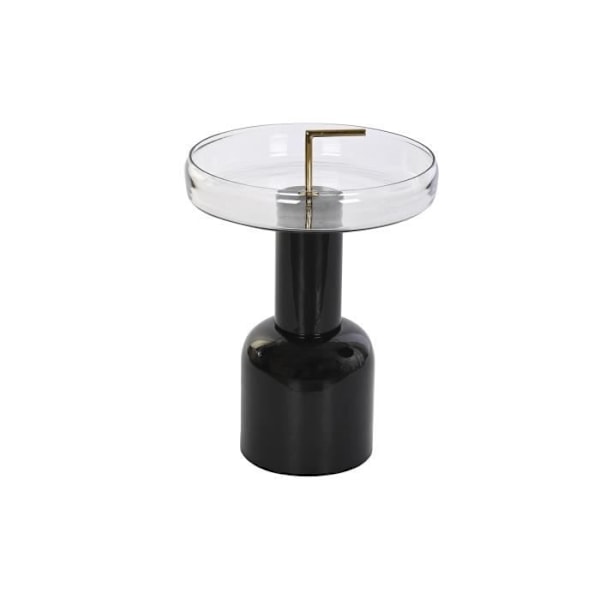 Sidebord - Gennemsigtigt sort glas - Lakeret jern - 41x41x57cm