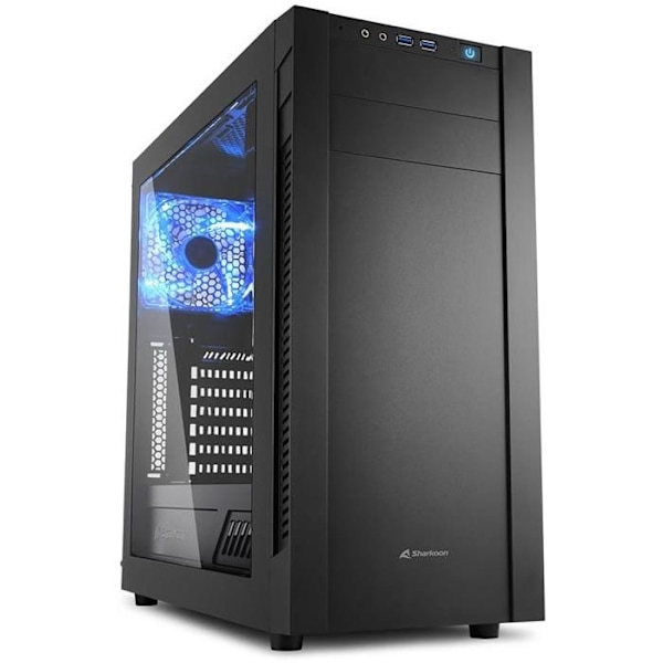 Sharkoon S25-W Midi Tower ATX PC-etui - 5 interne båse - Vandkølingsporte Sort