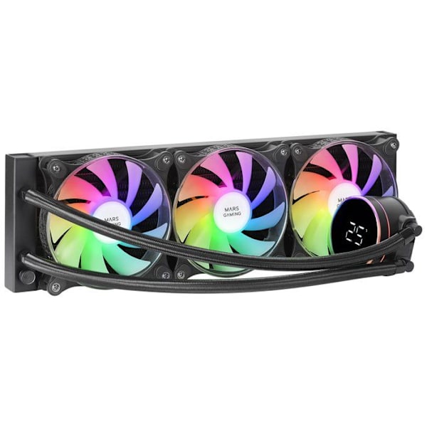 Mars Gaming ML-LCD360, AIO Liquid Cooling, TDP 600W, 3x FDB ARGB 120mm fans, LCD-skærm, Universal Multisocket, Sort Sort