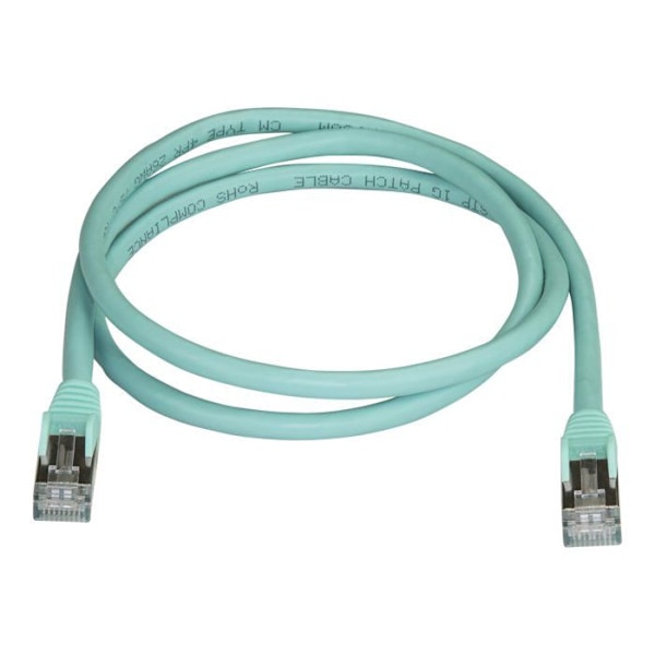 STARTECH Cat6a STP Hookless skærmet netværkskabel - 1m Aqua - Anti-Snag RJ45 Ethernet ledning - Patch kabel