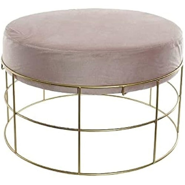 Puf - DKD Home Decor - Guld Metal - Lys Pink Polyester - 60 x 60 x 37,5 cm - Moderne design Gyllene, ljusrosa