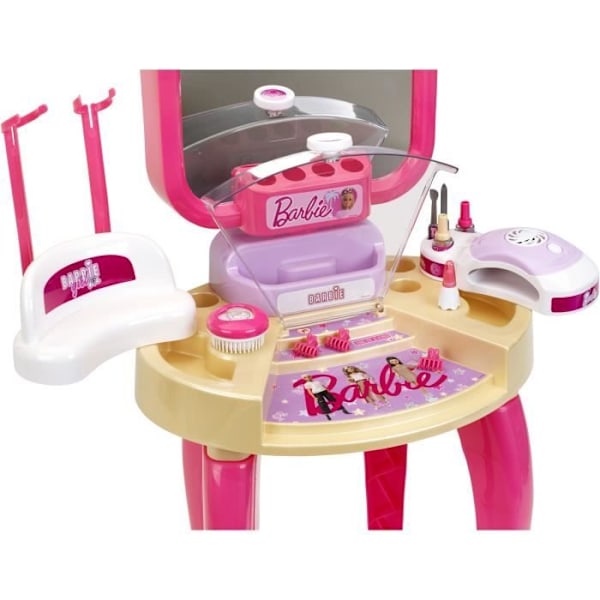 Skønhedslege - KLEIN - Barbie skønhedscenter "Happy Vibes" - Færdig med mange tilbehør og lys. Ros, vit, lila, guld