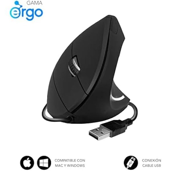 SUBBLIM Glide Vertical Ergo Wired Mus Sort