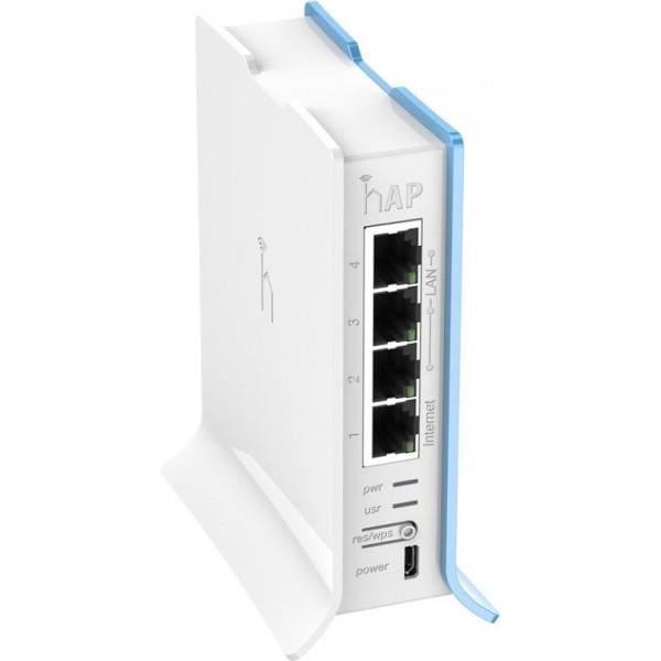 Router MIKROTIK HAP LITE TC - RB941-2nD-TC - Ethernet - 2.4 GHz - 300 Mbits/s Blå, Hvid