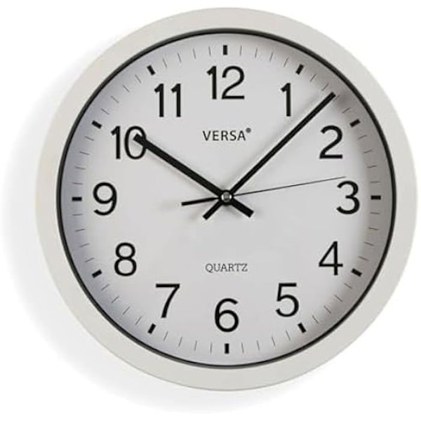 Seinäkello - VERSA - Valkoinen - Muovi - Pyöreä - 31,5 cm - Moderni muotoilu Flerfärgad