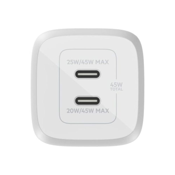 Lader - Belkin - 45W PD PPS - Dual USB-C - GaN - Hurtigopladning