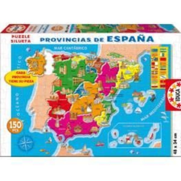 Spaniens provinser puslespil - EDUCA - 150 brikker puslespil - Rejser og kort - For børn fra 6 år og derover