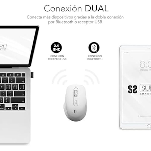 SUBBLIM Curve Ergo Dual Mouse Batteri Vit