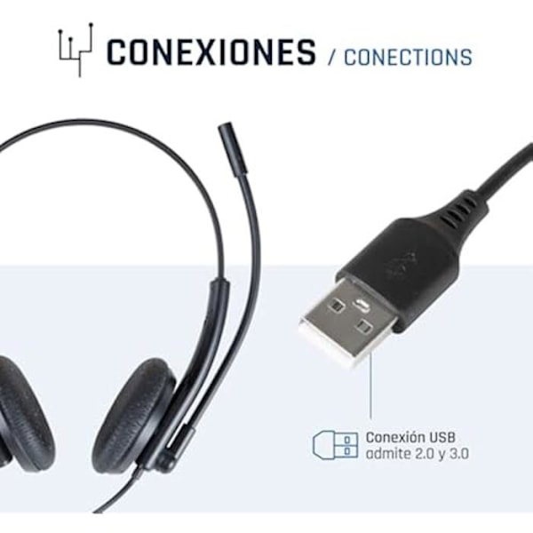USB-headset - IGGUAL - 270° roterande mikrofon - Brusreducering - Integrerad fjärrkontroll - Bekväm Svart